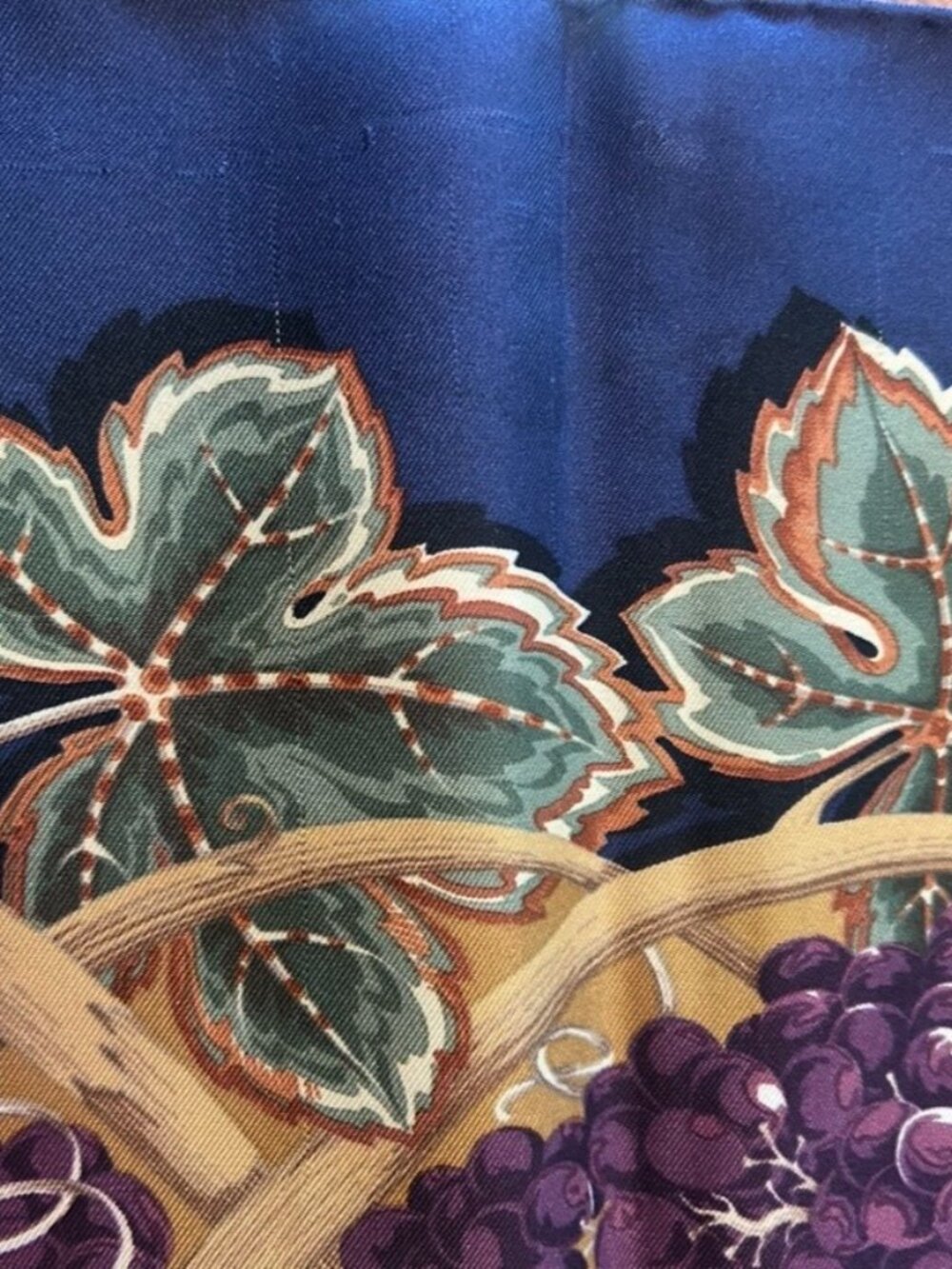 Vintage Salvatore Ferragamo Silk Scarf with Fox & Grape Hand Rolled Edges 33x35 - Picture 10 of 16